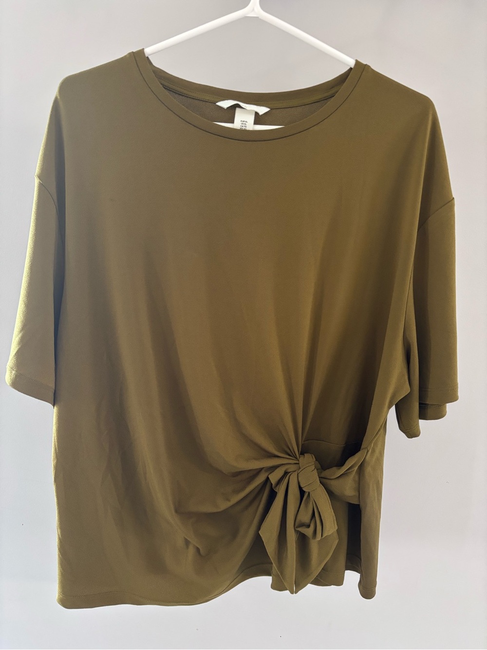H&M Olive Green Short Sleeve Knot Tee